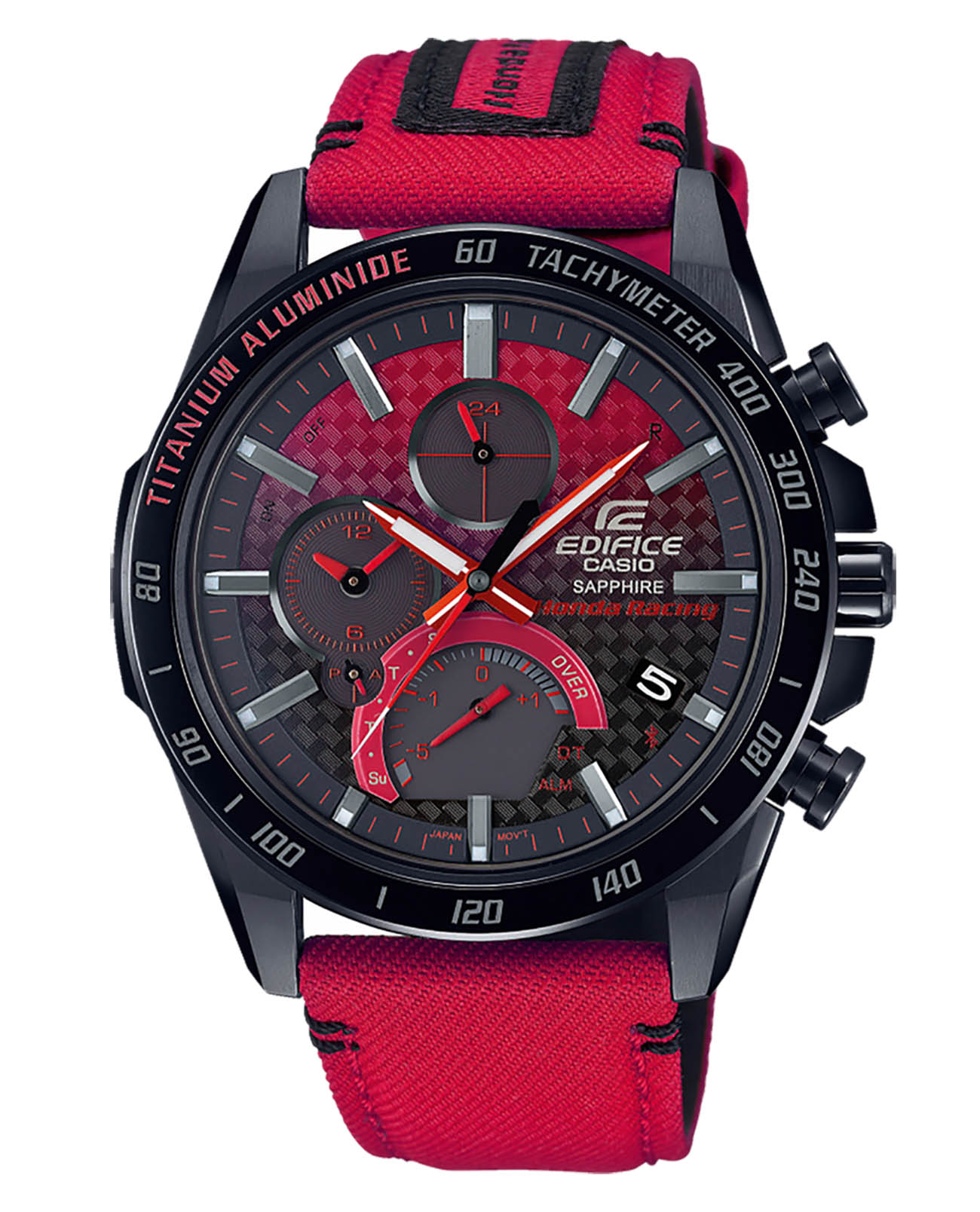 Casio Casio Edifice EQB-1000HRS-1A EQB EQB-1000HRS-1AER кварцевые мужские часы  циферблат, браслет тканевый — вид спереди